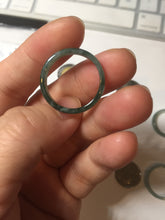 Load image into Gallery viewer, 18.8mm size 8 3/4 100% natural type A icy watery green/blue slim style Guatemala jadeite jade band ring group BP73