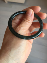Load image into Gallery viewer, 51.9mm certified Type A 100% Natural dark green/black/gray Guatemala slim round cut Jadeite bangle PH181-2446