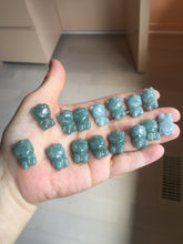 Load image into Gallery viewer, Type A 100% Natural dark green blue gray black Guatemala jadeite jade Snowflake Kitty(雪花猫) pendant BS138 Add one item