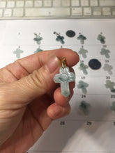 Load image into Gallery viewer, 100% Natural type A light green white with green floating flowers jadeite Jade cross shaped floral pendant necklace BS141