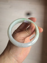 Load image into Gallery viewer, 55mm certified type A 100% Natural light green/white jadeite jade bangle AE66-6537