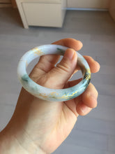 Load image into Gallery viewer, 55.6mm certified 100% natural Type A green white purple carved and golden-painted jadeite jade bangle BH140