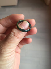 Load image into Gallery viewer, 18.8mm size 8 3/4 100% natural type A icy watery green/blue slim style Guatemala jadeite jade band ring group BP73