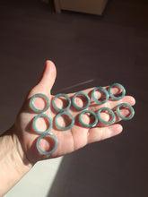Load image into Gallery viewer, Size 6 1/2 100% natural type A light dark green blue black gray Guatemala jadeite band ring group AA112