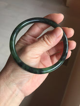 Load image into Gallery viewer, 62mm Certified 100% Natural Fresh Young Green/Dark Green/Black Green Ink Painting (绿水墨) Round Cut Nephrite (Wulanhai 乌兰海碧玉) Bangle HF133-7301