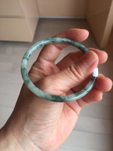 Load image into Gallery viewer, 57.8mm Certified type A 100% Natural light green with green floating flowers round cut Jadeite bangle J129-3397