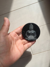Load image into Gallery viewer, 100% natural black jadeite jade(Wuji, 乌鸡) Guanyin (观音) safe and sound pendant/worry stone/decor BM38