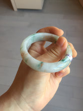 Load image into Gallery viewer, 51mm certified 100% natural Type A light green red with green floating flowers carved and golden-painted jadeite jade bangle PF80-6081