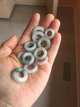 Load image into Gallery viewer, 17.9-21mm Type A 100% Natural light green purple green white Jadeite Safety Guardian Button donuts pendant PF25