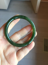 Load image into Gallery viewer, 51.2mm certified 100% Natural dark green/black round cut nephrite (碧玉) bangle HN147-0523