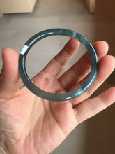 Load image into Gallery viewer, 54.8mm Certified Type A 100% Natural dark green/blue/gray Guatemala slim round cut Jadeite bangle PD182-2480