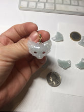 Load image into Gallery viewer, 100% natural type A white light green jadeite jade fox mask pendant necklace PD101