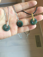 Load image into Gallery viewer, 100% natural Type A dark green blue gray Guatemala jadeite safety Guardian ring pendant PD12