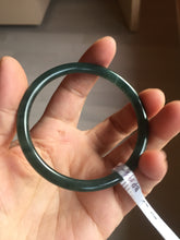Load image into Gallery viewer, 56.5mm Certified Type A 100% Natural dark green/blue/gray Guatemala slim round cut Jadeite bangle BP193-2452