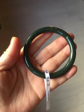 Load image into Gallery viewer, 56.3mm 100% Natural dark green/black meteorite Stellar Night sky slim round cut nephrite bangle HN59-0758