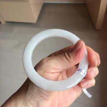 Load image into Gallery viewer, 55.2mm certified Type A 100% Natural white purple gray flat Jadeite Jade bangle AZ212-0741
