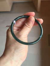 Load image into Gallery viewer, 58.3mm Certified Type A 100% Natural dark green/blue/gray Guatemala slim round cut Jadeite bangle BP202-5522