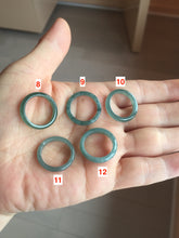Load image into Gallery viewer, 15.3mm size 4 1/2 100% natural type A icy watery green/blue icy watery Guatemala slim jadeite jade band ring group AQ87