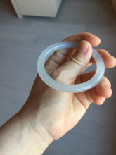 Load image into Gallery viewer, 52.8mm Certified 100% Natural light smoky lavender/soft pink gray(烟紫) nephrite jade bangle HN140-3592