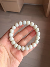 Load image into Gallery viewer, 10x8mm 100% Natural beige white brown vintage style flying dandelions Osmanthus fragrans cake(桂花糕) nephrite Jade bead bracelet HT133