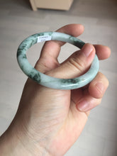 Load image into Gallery viewer, 57.5mm certificated Type A 100% Natural light green with green floating flowers Jadeite Jade bangle AS82-3025