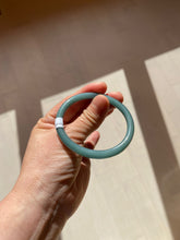 Load image into Gallery viewer, 48mm Certified Type A 100% Natural deep sea green/blue/gray/white oval round cut Guatemala Jadeite bangle KS95-2468