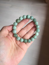 Load image into Gallery viewer, 9.9-10.5mm size 52-62mm 100% natural type A light green jadeite jade beads bracelet PC53
