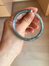Load image into Gallery viewer, 56.3mm Certified Type A 100% Natural dark green/blue/gray with Guatemala slim round cut Jadeite bangle BG202-8832