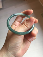 Load image into Gallery viewer, 54.9mm Certified Type A 100% Natural dark green/blue/gray with Guatemala slim round cut Jadeite bangle PJ92-3448