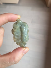 Load image into Gallery viewer, 100% Natural Type A Dark Green Yellow Carved Ancient Coins Four Season Bean Leaf Jadeite Jade Pendant PJ86