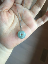 Load image into Gallery viewer, 14mm Type A 100% Natural light green blue Jadeite Safety Guardian Button donuts pendant BG209