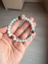 Load image into Gallery viewer, 6.8-7.2mm size 50-58mm 100% natural type A icy watery white brown jadeite jade beads bracelet PB76