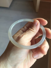 Load image into Gallery viewer, 59mm Certified 100% Natural icy white/gray/pale pink(淡藕粉) slim round cut nephrite jade bangle HN43-9200