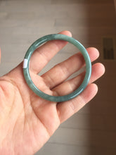 Load image into Gallery viewer, 55.7mm Certified Type A 100% Natural dark green/blue/gray Guatemala slim round cut Jadeite bangle PH174-8132