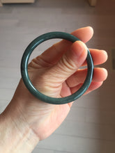 Load image into Gallery viewer, 55.4mm Certified Type A 100% Natural dark green/blue/gray Guatemala slim round cut Jadeite bangle PH139-4309
