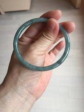 Load image into Gallery viewer, 57.2mm Certified Type A 100% Natural dark green/blue/gray with Guatemala slim round cut Jadeite bangle BH237-0237