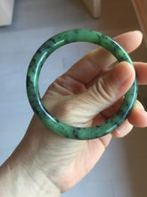 Load image into Gallery viewer, 58.1mm Certified 100% Natural Fresh Young Green/Dark Green/Black Green Ink Painting (绿水墨) Round Cut Nephrite (Wulanhai 乌兰海碧玉) Bangle HN148-7343