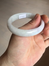 Load image into Gallery viewer, 50.5mm Certified Type A 100% Natural light purple/white oval shape Jadeite Jade bangle BK128-0257