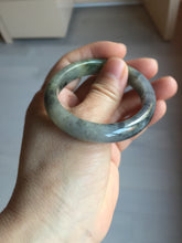 Load image into Gallery viewer, 49mm certified Type A 100% Natural icy watery yellow black(WuJi) oval Jadeite Jade bangle BM113-2674