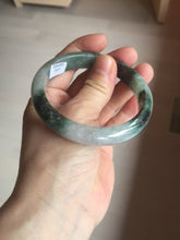 Load image into Gallery viewer, 58mm Certificated icy watery dark green/black/white seaweed jadeite jade bangle S82-7077