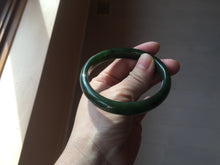 Load image into Gallery viewer, 59.2mm certified 100% Natural dark green/black nephrite (碧玉) bangle HN24-9139
