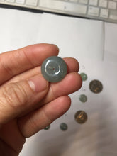Load image into Gallery viewer, 12-17.5mm Type A 100% Natural oily dark green(淡油青) gray green Jadeite Safety Guardian Button donuts pendant PH61 Add on item