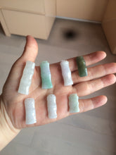 Load image into Gallery viewer, 100% Natural type A green/white/purple Jadeite Jade bamboo pendant group AC81