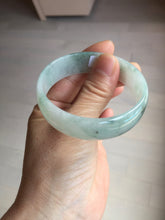 Load image into Gallery viewer, 53.1mm Certified Type A 100% Natural light green white with green floating flowers thin jadeite Jade bangle BS164-1595