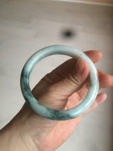 Load image into Gallery viewer, 59mm Certified type A 100% Natural green/white/brown with green floating flowers slim Jadeite bangle AZ34-4364