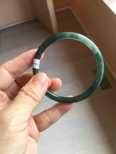 Load image into Gallery viewer, 55mm Certified Type A 100% Natural dark green/blue/gray with Guatemala slim round cut Jadeite bangle PJ94-2434