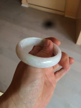 Load image into Gallery viewer, 50mm Certified Type A 100% Natural sunny green/white Jadeite Jade oval bangle BF26-1484