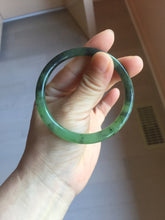 Load image into Gallery viewer, 55mm Certified 100% Natural Fresh Young Green/Dark Green/Black Green Ink Painting (绿水墨) Round Cut Nephrite (Wulanhai 乌兰海碧玉) Bangle HN149-7310