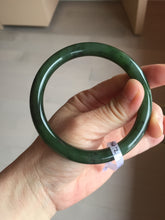 Load image into Gallery viewer, 60.6mm certified 100% Natural dark green/black nephrite (碧玉) bangle HN49-1582