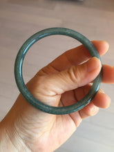 Load image into Gallery viewer, 60mm Certified Type A 100% Natural dark green blue gray black slim round cut Guatemala Jadeite bangle PJ13-4323